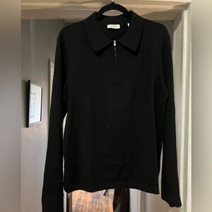 SANDRO PARIS wool black half zip polo size Large great condition